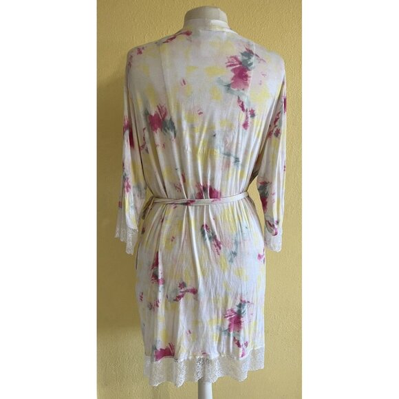 INC International Concepts Womans Large Lace-Trim Wrap Robe Tie Dye New $60 - Picture 6 of 8